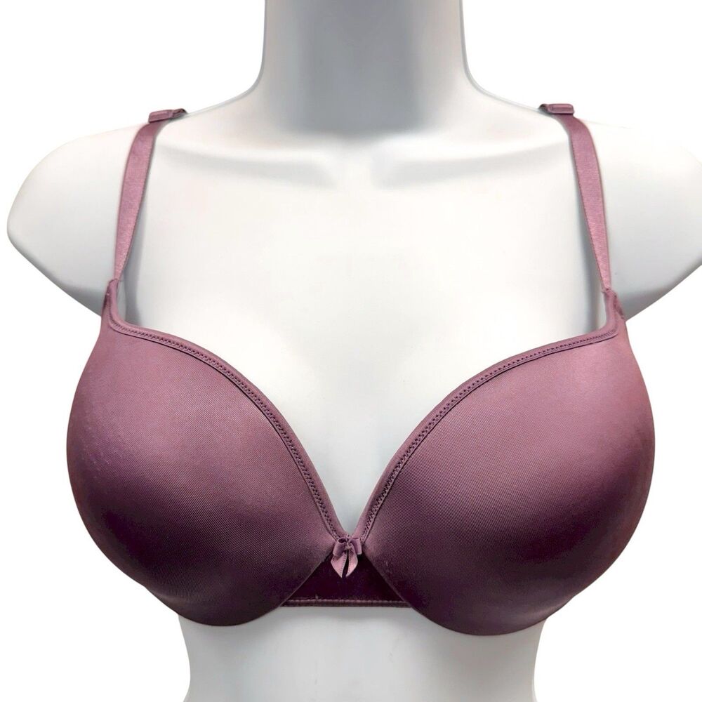 Maidenform Women's Size 38C Push Up Padded Underwire Bra‎ Sheer Lace Panel Plum